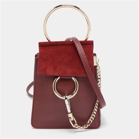 Faye leather handbag Chloé Burgundy in Leather 